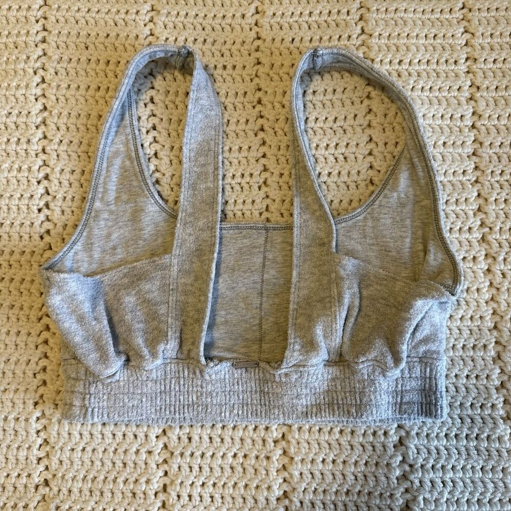 Gilly Hicks Sports Bra Longline Soft Tee Terry Cloth Feel Light Gray Size M - Picture 6 of 7